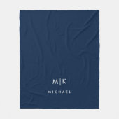 Navy Blue en White | Modern monogram Fleece Deken (Voorkant)