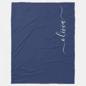 Navy Blue en White Modern Monogram Fleece Deken (Voorkant)