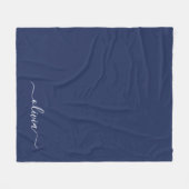 Navy Blue en White Modern Monogram Fleece Deken (Voorkant (Horizontaal))
