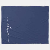 Navy Blue en White Modern Monogram Fleece Deken (Voorkant (Horizontaal))
