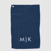 Navy Blue en White | Modern monogram Golfhanddoek (Voorkant)