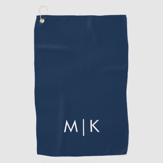 Navy Blue en White | Modern monogram Golfhanddoek (Voorkant)