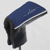 Navy Blue en White Modern Monogram Golfheadcover (3/4 voorkant)