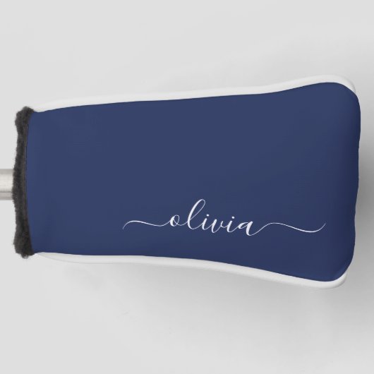 Navy Blue en White Modern Monogram Golfheadcover (Voorkant)
