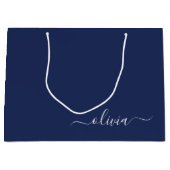 Navy Blue en White Modern Monogram Groot Cadeauzakje (Voorkant)