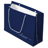 Navy Blue en White Modern Monogram Groot Cadeauzakje (Voorkant Gekanteld)