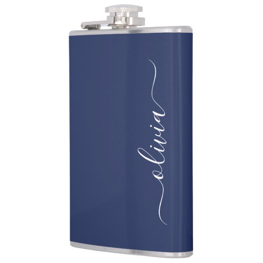 Navy Blue en White Modern Monogram Heupfles (Links)