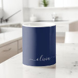 Navy Blue en White Modern Monogram Koffiemok<br><div class="desc">Introductie van ons Navy Blue and White Modern Monogram Collectie: Verhoog uw interieur met ons verfijnde collectie met een hedendaags marineblauw en wit kleurenschema. Elk stuk is zorgvuldig vervaardigd om elegantie en stijl uit te stralen, perfect voor het toevoegen van een vleugje moderne flair aan elke kamer. Of u nu...</div>