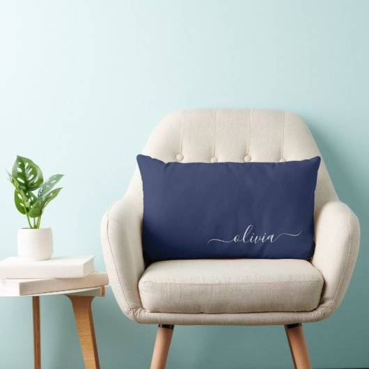 Navy Blue en White Modern Monogram Kussen (Stoel)