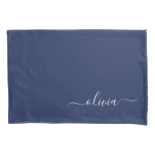 Navy Blue en White Modern Monogram Kussensloop (Voorkant)