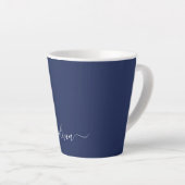 Navy Blue en White Modern Monogram Latte Mok (Rechterhoek)