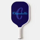 Navy Blue en White Modern Monogram Pickleball Paddle (Achterkant)