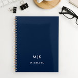 Navy Blue en White | Modern monogram Planner<br><div class="desc">Dit moderne ontwerp van de ontwerper is voorzien van een donkerblauw marineschopachtergrond,  met uw initialen in vetgedrukte witte tekst voor een eenvoudige en elegante look.</div>