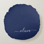Navy Blue en White Modern Monogram Rond Kussen<br><div class="desc">Introductie van ons Navy Blue and White Modern Monogram Collectie: Verhoog uw interieur met ons verfijnde collectie met een hedendaags marineblauw en wit kleurenschema. Elk stuk is zorgvuldig vervaardigd om elegantie en stijl uit te stralen, perfect voor het toevoegen van een vleugje moderne flair aan elke kamer. Of u nu...</div>