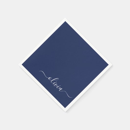 Navy Blue en White Modern Monogram Servet (Hoek)