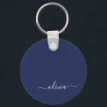 Navy Blue en White Modern Monogram Sleutelhanger<br><div class="desc">Introductie van ons Navy Blue and White Modern Monogram Collectie: Verhoog uw interieur met ons verfijnde collectie met een hedendaags marineblauw en wit kleurenschema. Elk stuk is zorgvuldig vervaardigd om elegantie en stijl uit te stralen, perfect voor het toevoegen van een vleugje moderne flair aan elke kamer. Of u nu...</div>