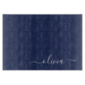 Navy Blue en White Modern Monogram Snijplank (Voorkant)