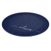 Navy Blue en White Modern Monogram Snijplank (Hoek)