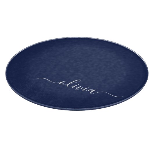 Navy Blue en White Modern Monogram Snijplank (Hoek)