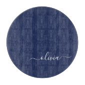 Navy Blue en White Modern Monogram Snijplank (Voorkant)