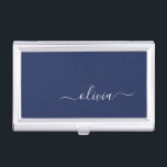 Navy Blue en White Modern Monogram Visitekaarthouder<br><div class="desc">Introductie van ons Navy Blue and White Modern Monogram Collectie: Verhoog uw interieur met ons verfijnde collectie met een hedendaags marineblauw en wit kleurenschema. Elk stuk is zorgvuldig vervaardigd om elegantie en stijl uit te stralen, perfect voor het toevoegen van een vleugje moderne flair aan elke kamer. Of u nu...</div>