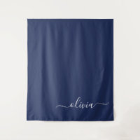 Navy Blue en White Modern Monogram