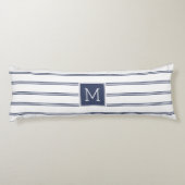 Navy-Blue en White Modern Stripes Lichaamskussen (Achterkant)