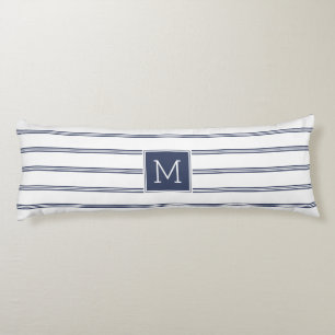 Navy-Blue en White Modern Stripes Lichaamskussen