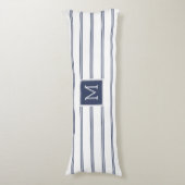 Navy-Blue en White Modern Stripes Lichaamskussen (Voorkant Verticaal)