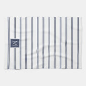 Navy-Blue en White Modern Stripes Theedoek (Horizontaal)