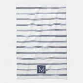 Navy-Blue en White Modern Stripes Theedoek (Verticaal)