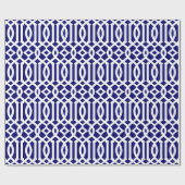 Navy Blue en White Modern Trellis Pattern Cadeaupapier (Vlak)