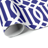 Navy Blue en White Modern Trellis Pattern Cadeaupapier (Rol Hoek)