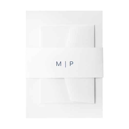Navy Blue en White Monogram Simple Wedding Uitnodigingen Wikkel (Voorkant Voorbeeld)