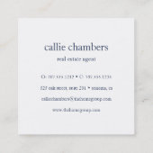 Navy Blue en White Monogram Vierkante Visitekaartje (Achterkant)