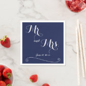 Navy Blue en White Mr. en Mrs Wedding Napkins Servet (Insitu)