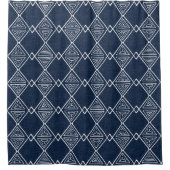 Navy Blue en White Mudcloth Geïnspireerde tribale Douchegordijn (Voorkant)