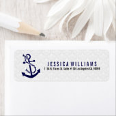 Navy Blue en White Nautical Anchor Etiket (Insitu)