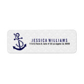 Navy Blue en White Nautical Anchor Etiket (Voorkant)