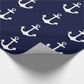 Navy Blue en White Nautical Geïnspireerd Cadeaupapier (Hoek)