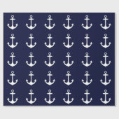 Navy Blue en White Nautical Geïnspireerd Cadeaupapier (Vlak)