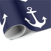 Navy Blue en White Nautical Geïnspireerd Cadeaupapier (Rol Hoek)