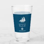 Navy Blue en White Nautical Glas (Voorkant)