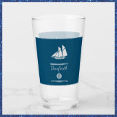 Navy Blue en White Nautical Glas