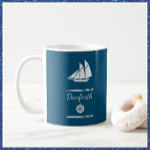 Navy Blue en White Nautical Koffiemok