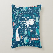 Navy Blue en White Nautical Ocean Pattern Boy Accent Kussen (Voorkant(Verticaal))