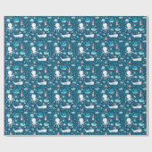 Navy Blue en White Nautical Ocean Pattern Boy Cadeaupapier (Vlak)