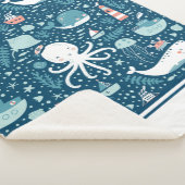 Navy Blue en White Nautical Ocean Pattern Boy Sherpa Deken (3/4)
