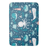 Navy Blue en White Nautical Pattern Boy Bathroom Badmat (Voorkant Verticaal)