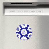 Navy Blue en White Nautical Pattern Magneet (Insitu (Vaatwasser))